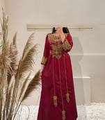 Maroon Georgette Zari Work Kaftan