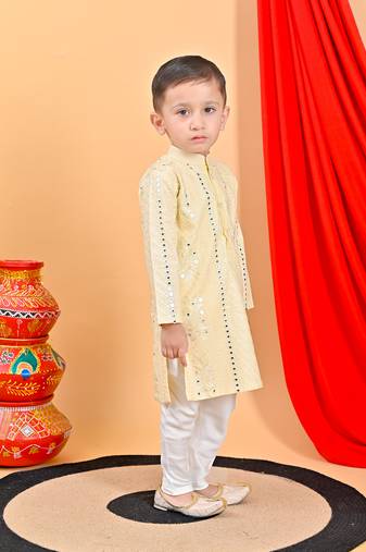 Bedge embroidery  kurta  off white chudidar