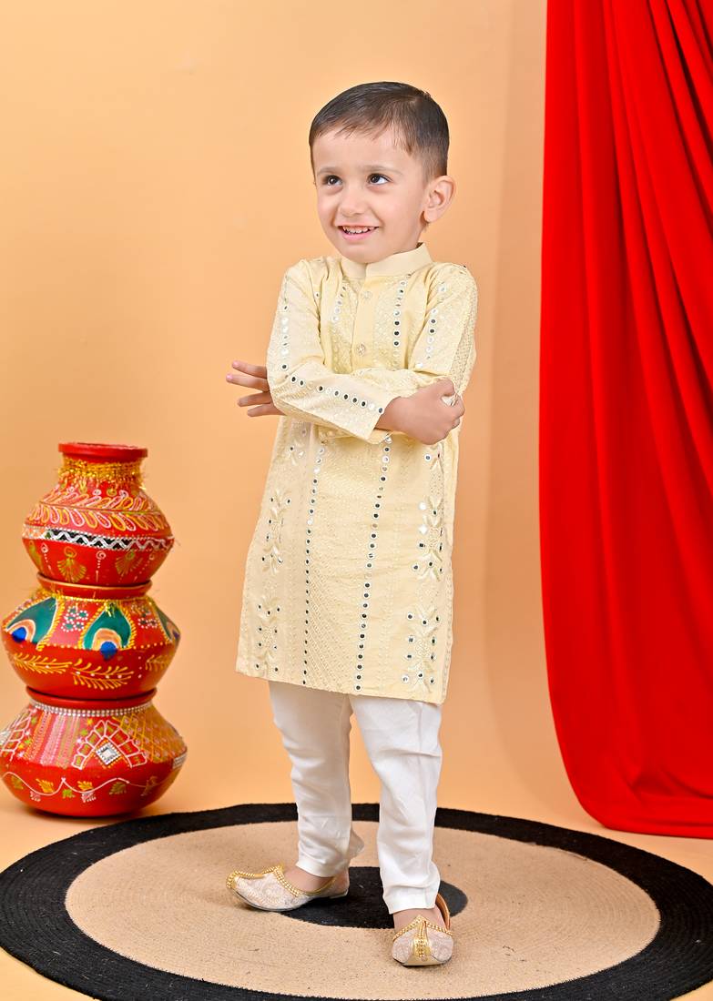 Bedge embroidery  kurta  off white chudidar