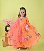 Orange printed anarkali