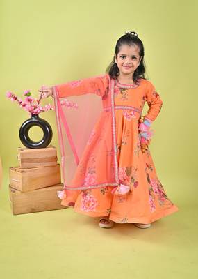 Orange printed anarkali 3