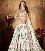 Breathtaking Off-White Sabyasachi Floral Printed Organza Silk Party Wear Lehenga Choli With Blouse
