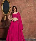 Pink Sequins Work Georgette Wedding Wear Lehenga Choli