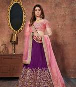 Purple Sequins Embroidered Silk Wedding Wear Lehenga Choli