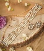 Traditional Pearl Choker Necklace Set for Weddings