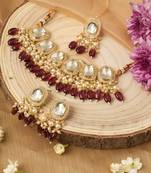 Kundan Stone Studded Choker Set with Purple Pearl Drops