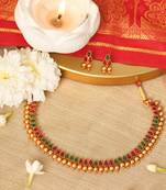 Multicoloured Necklace Set with Red & Green Stones