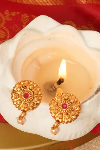 Gold Plated Temple Necklace Set for Festive