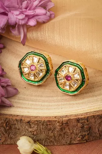 Traditional Kundan Stone Stud Earrings for Festive Glamour
