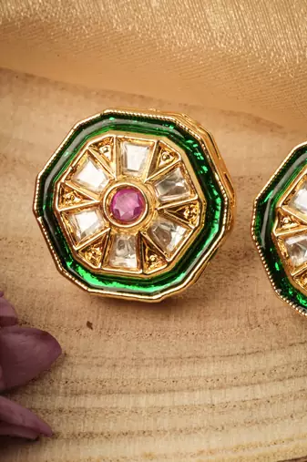 Traditional Kundan Stone Stud Earrings for Festive Glamour