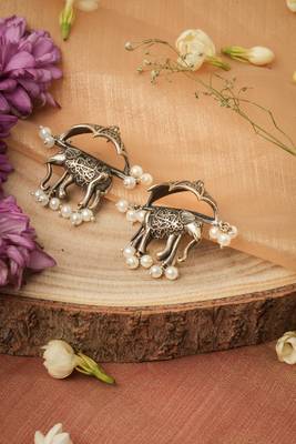 Oxidised Elephant Motif Earrings 2