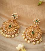 Gold Plateden Peacock Elegance: Traditional Festival Earrings with Gold Plated Plating and American Diamond Stone