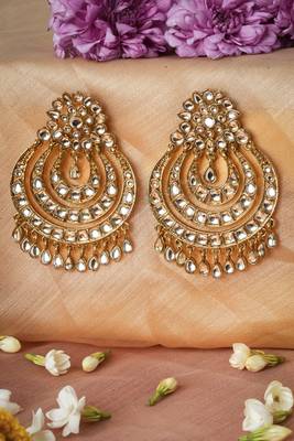 Exquisite Chandballi Earrings Antique Gold Plated with Stone Studded 1
