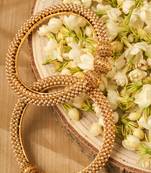 Exquisite Set of 2 Gold Plated Bangles with Pearl Studded South Indian Design