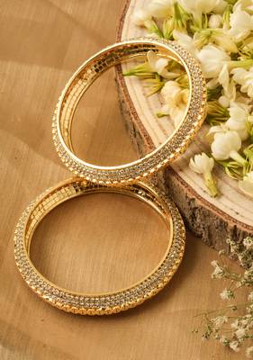 Set of 2 Bangles with Gold Plating and American Stone Studded 2