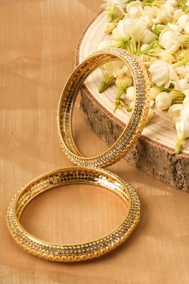 Set of 2 Bangles with Gold Plating and American Stone Studded 1
