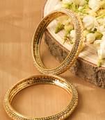 Set of 2 Bangles with Gold Plating and American Stone Studded