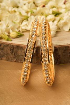 Set of 2 Bangles with Gold Plated Plating and American Stone Studded 1