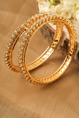 Set of 2 Bangles with Gold Plated Plating and American Stone Studded 3