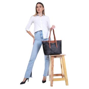Women Black Premium Office Geniune Tote Bag 5