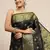 Black Woven Faux Banarasi Silk Saree With Blouse