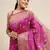 Pink Woven Faux Banarasi Silk Saree With Blouse