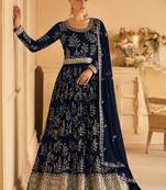 Royal Blue Georgette Embroidery Anarkali Salwar Kameez