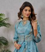 Premium Ready To Wear Saree With Stitched Blouse Adorned With Embroidery And Sequins Work Ane Fixed Broach On Pallu