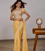 Premium Ready To Wear Saree With Stitched Blouse Adorned With Embroidery And Sequins Work Ane Fixed Broach On Pallu