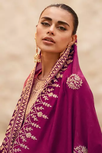 Silk Embroidered Pink  Straight Suit Free size full stitched Up To 42" Size