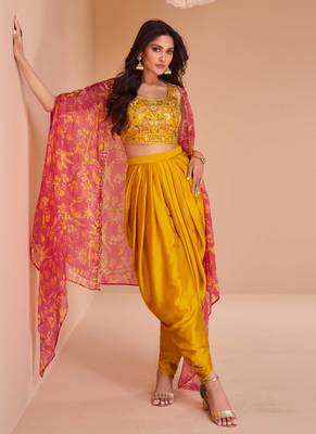 Maahi Styles Mustard Satin Punjabi Salwar Suit(Size Up to 42") 1