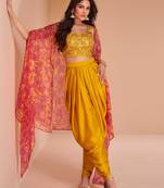 Maahi Styles Mustard Satin Punjabi Salwar Suit(Size Up to 42")