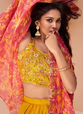 Maahi Styles Mustard Satin Punjabi Salwar Suit(Size Up to 42") 2