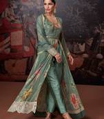 Maahi Styles Georgette Embroidered Sage Green Anarkali Salwar Suit