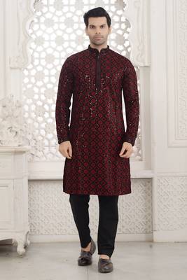 Arruga stylish black sequins kurta pajama 1