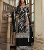 Black net embroidery salwar suit