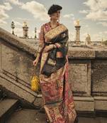 Black Color Woven Silk Blend Festival Wear Saree