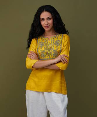 Yellow printed tunic 1