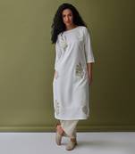 White embroidered kurta set