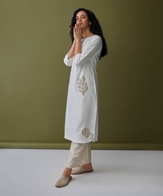 White embroidered kurta set 2