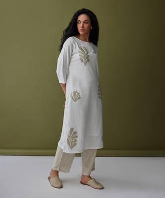 White embroidered kurta set 3
