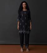 Black embroidered kurta set