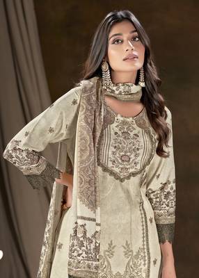 Premium muslin digital print embaroidery with hand work kurti 2