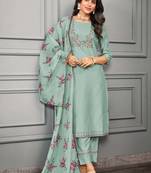 Premium embroidered & digital print dupatta and trim embroidery cotton silk salwar suit