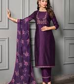 Premium embroidered & digital print dupatta and trim embroidery cotton silk salwar suit