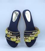 Royal blue embellished flates