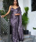 Lavendar Color Sequence Silk Designer Saree With  Silk Sequence Blouse