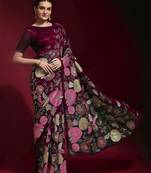 Maroon color sequence georgette designer saree with art silk blouse