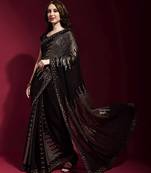 Black Color Heavy Georgette Dual Sequence Embroidery Work Designer Saree