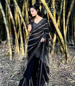 Black Color Multi Sequence Embroidery Work  Designer Saree
